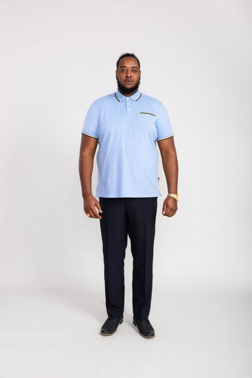 D555 Talbot Pique with Jacquard Collar Polo Shirt Blue - Polo majice - Muške Polo Majice Veliki Brojevi