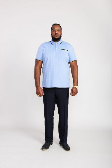 D555 Talbot Pique with Jacquard Collar Polo Shirt Blue - Polo majice - Muške Polo Majice Veliki Brojevi