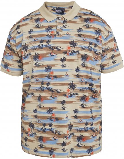 North Latitude 61133 Piké Polo Majica s Cjelovitim Printom Pješčana - Polo majice - Muške Polo Majice Veliki Brojevi