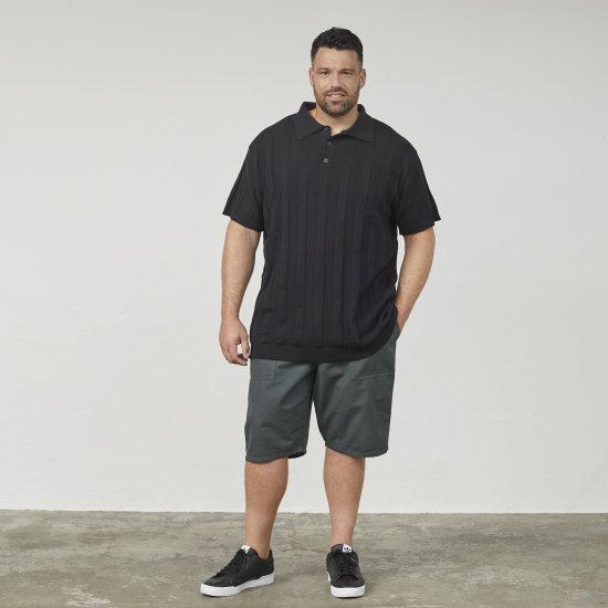 North Latitude 61329 Pleteni Polo Kratkih Rukava Crna - Polo majice - Muške Polo Majice Veliki Brojevi