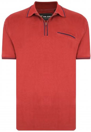 Kam Jeans 5449 Short Sleeve with Zipper Polo Shirt Red - Polo majice - Muške Polo Majice Veliki Brojevi