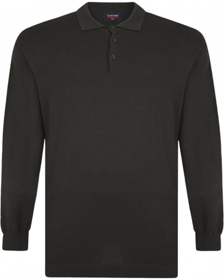 Espionage KW058 Knit Polo Jumper Black - Polo majice - Muške Polo Majice Veliki Brojevi