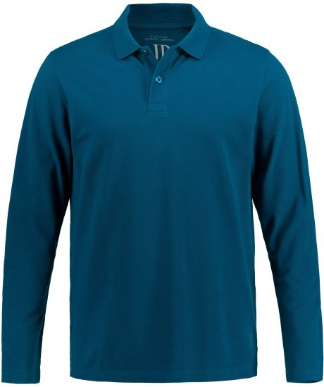 JP1880 Polo Shirt Long Sleeve Pique Blue - Polo majice - Muške Polo Majice Veliki Brojevi