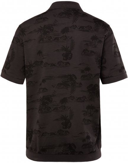 JP1880 Pique with All-over Print Polo Shirt TALL Black - TALL polo majice - TALL polo majice za visoke