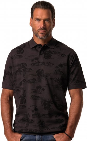 JP1880 Pique with All-over Print Polo Shirt TALL Black - TALL polo majice - TALL polo majice za visoke