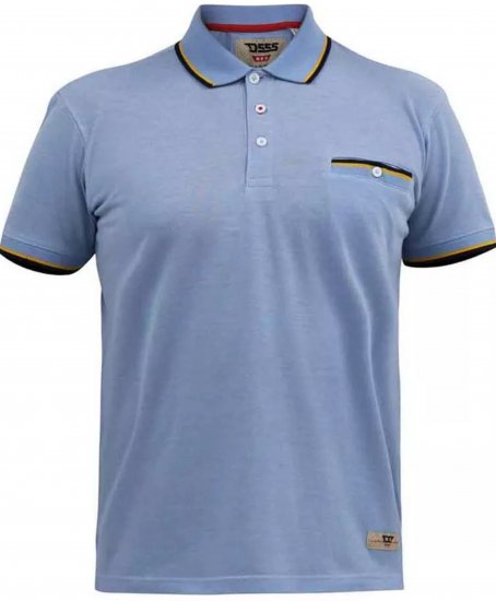 D555 Talbot Pique with Jacquard Collar Polo Shirt Blue - Polo majice - Muške Polo Majice Veliki Brojevi