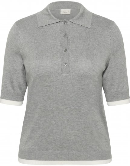 Kaffe Curve Lizzy Contrast Knitted Polo Grey Melange - Polo majice - 