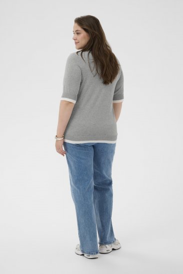 Kaffe Curve Lizzy Contrast Knitted Polo Grey Melange - Polo majice - 