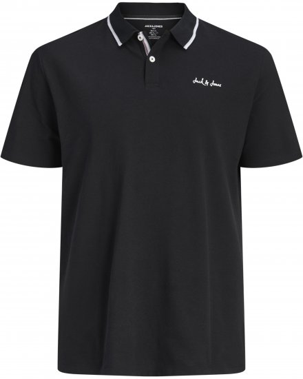 Jack & Jones Blaze Short Sleeve Polo Black - Polo majice - Muške Polo Majice Veliki Brojevi