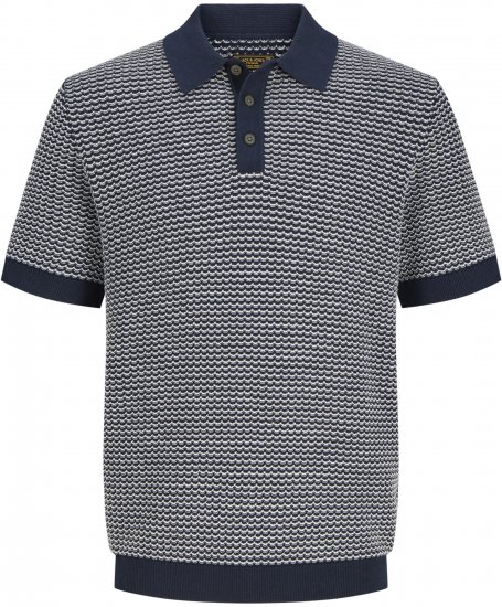 Jack & Jones Blukingsley Knitted Short Sleeve Polo Navy - Košulje - Muške Košulje Veliki Brojevi