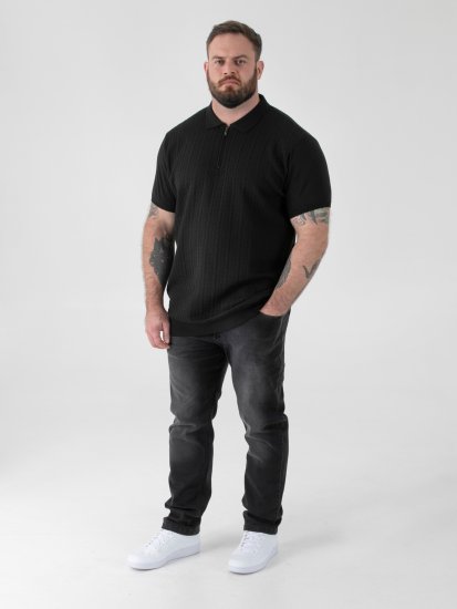 D555 Kennedy Cable Knitted Polo Black - Polo majice - Muške Polo Majice Veliki Brojevi