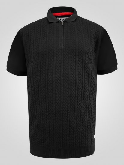 D555 Kennedy Cable Knitted Polo Black - Polo majice - Muške Polo Majice Veliki Brojevi