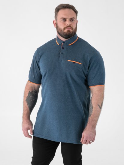 D555 Harvey Pique with Jacquard Collar & Cuffs Polo Teal - Polo majice - Muške Polo Majice Veliki Brojevi