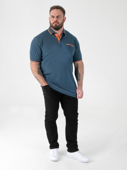 D555 Harvey Pique with Jacquard Collar & Cuffs Polo Teal - Polo majice - Muške Polo Majice Veliki Brojevi