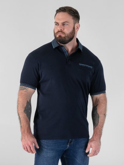D555 Barret Interlock Jacquard Collar & Cuffs Polo Navy - Polo majice - Muške Polo Majice Veliki Brojevi