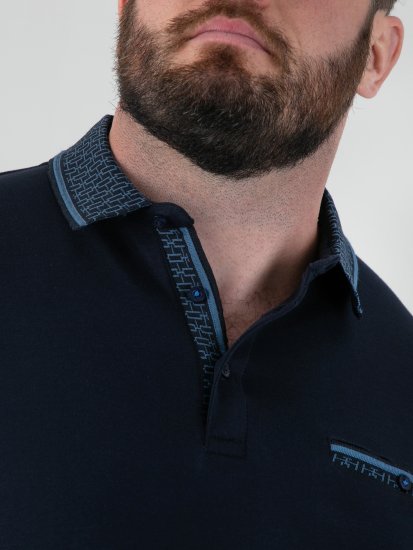 D555 Barret Interlock Jacquard Collar & Cuffs Polo Navy - Polo majice - Muške Polo Majice Veliki Brojevi