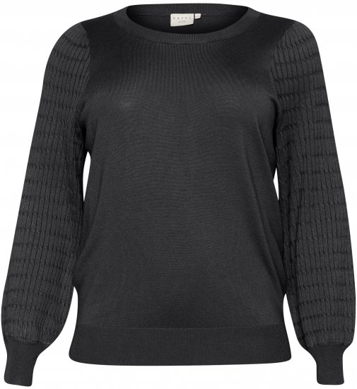 Kaffe Curve Lini Knit Džemper Crna Oyster - Puloveri & dukserice - 
