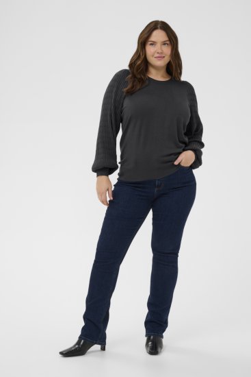 Kaffe Curve Lini Knit Džemper Crna Oyster - Puloveri & dukserice - 