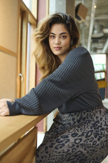 Kaffe Curve Lini Knit Džemper Crna Oyster - Puloveri & dukserice - 