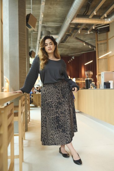 Kaffe Curve Lini Knit Džemper Crna Oyster - Puloveri & dukserice - 