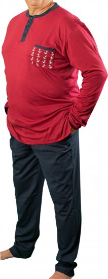 20 Nodi Maestrale Pajamas with Long Pants in Combed Cotton Jersey Red - Pidžame/Loungewear - Muške Pidžame Veliki Brojevi
