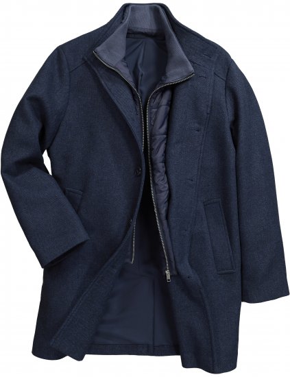 Boston Park Coat Two-Tone Wool Mix Navy - Jakne - Muške Jakne Veliki Brojevi