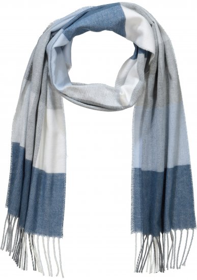 Ulla Popken Woven Check Print Scarf Soft Light Blue - Accessoarer - 