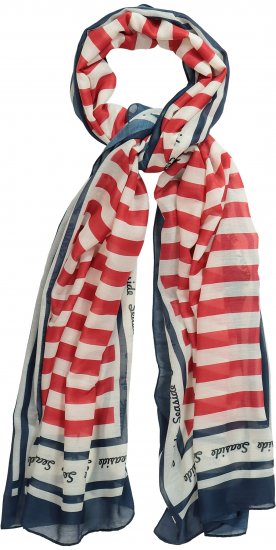 Ulla Popken Mix Stripe Scarf Forest Green - Accessoarer - 