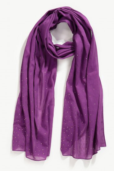 Ulla Popken Rhinestone Scarf Purple - Accessoarer - 