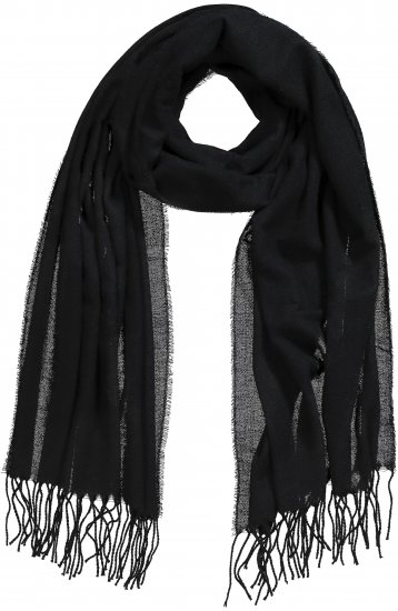 Ulla Popken Fringed Scarf Black - Accessoarer - 