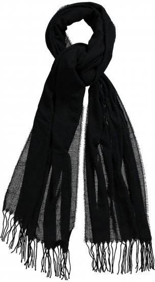 Ulla Popken Fringed Scarf Black - Accessoarer - 