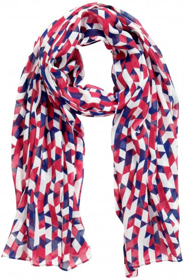 Ulla Popken Geometric Print Scarf Dark Red - Accessoarer - 