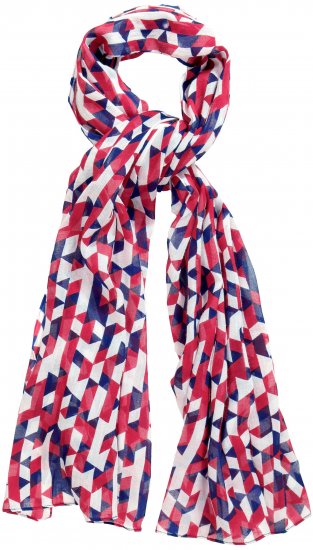 Ulla Popken Geometric Print Scarf Dark Red - Accessoarer - 