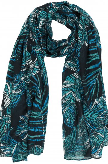 Ulla Popken Leaf Dot Scarf Navy - Accessoarer - 