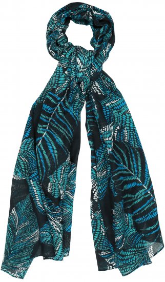 Ulla Popken Leaf Dot Scarf Navy - Accessoarer - 