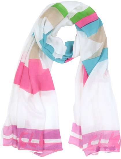 Ulla Popken Pink Lettering Border Print Scarf Snow White - Accessoarer - 