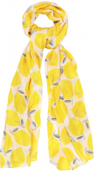 Ulla Popken Lemon Print Scarf Sun Yellow - Accessoarer - 