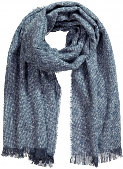 Ulla Popken Fringed Hem Knit Scarf Deep Aqua - Accessoarer - 