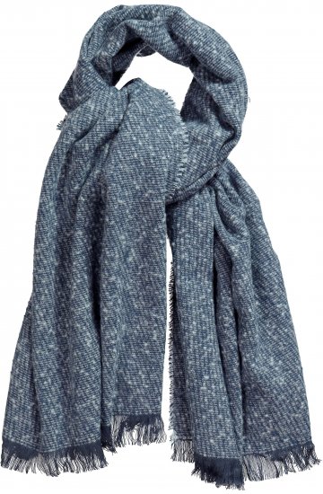 Ulla Popken Fringed Hem Knit Scarf Deep Aqua - Accessoarer - 