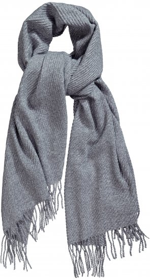 Ulla Popken Ribbed Knit Fringed Hem Scarf Grey Melange - Accessoarer - 