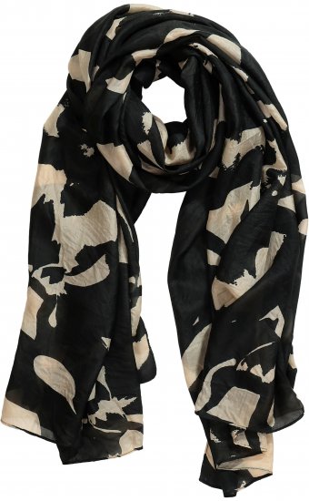 Ulla Popken Printed Silk Scarf Black - Accessoarer - 