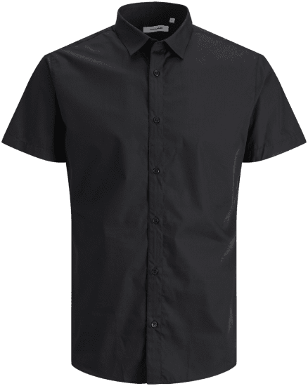 Jack & Jones JOE Shirt Short Sleeve Plain Casual Black - Košulje - Muške Košulje Veliki Brojevi