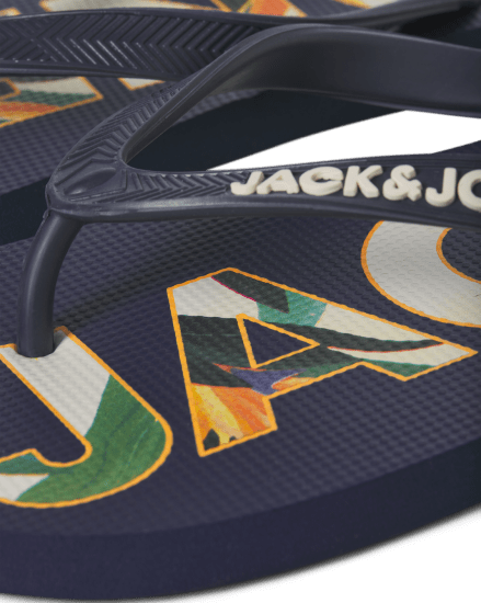 Jack & Jones Logo Palm Print Flip Flop Slippers Medieval Blue - Muške cipele 40-52 - 