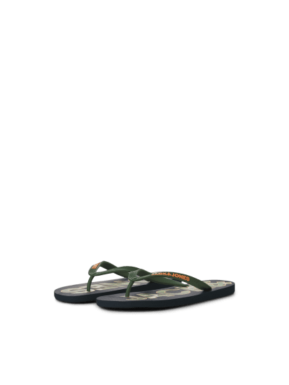 Jack & Jones Logo Palm Print Flip Flop Slippers Navy Blazer/Verdant Green - Muške cipele 40-52 - 