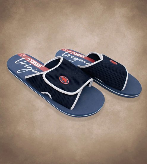 D555 DRAKE Slippers With Velcro Fastening Navy - Muške cipele 40-52 - 