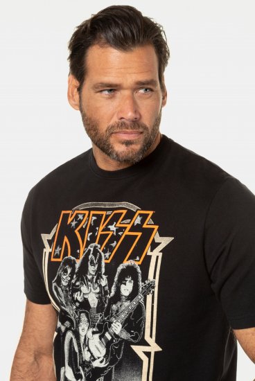 JP1880 KISS Retro Graphic Comfort Fit Band T-Shirt Black - Majice Kratkih Rukava - Muške Majice Kratkih Rukava Veliki Brojevi 