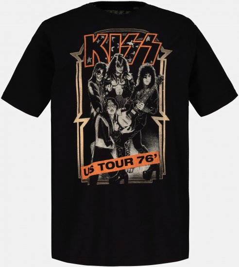 JP1880 KISS Retro Graphic Comfort Fit Band T-Shirt Black - Majice Kratkih Rukava - Muške Majice Kratkih Rukava Veliki Brojevi 