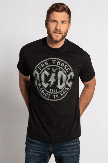 JP1880 AC/DC Graphic Comfort Fit Band T-Shirt Black - Majice Kratkih Rukava - Muške Majice Kratkih Rukava Veliki Brojevi 