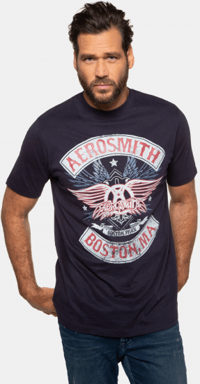 JP1880 Aerosmith Graphic Comfort Fit Band T-Shirt Black - Majice Kratkih Rukava - Muške Majice Kratkih Rukava Veliki Brojevi 