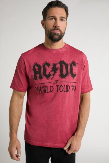 JP1880 AC/DC World Tour Graphic Comfort Fit Band T-Shirt Dark Red - Majice Kratkih Rukava - Muške Majice Kratkih Rukava Veliki Brojevi 
